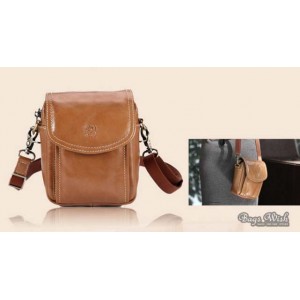 khaki Cowhide mini messenger bag