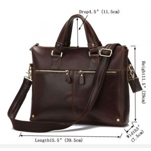 coffee leather laptop briefcase for men