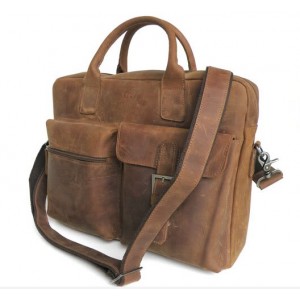 distressed leather laptop briefcase