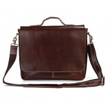 Leather laptop bag for men, leather flapover briefcase