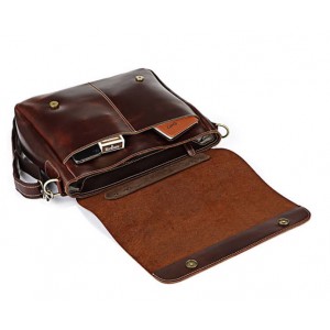 coffee leather flapover briefcase