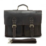 Leather laptop bag, leather document briefcase