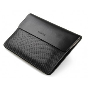 black Leather envelope clutch
