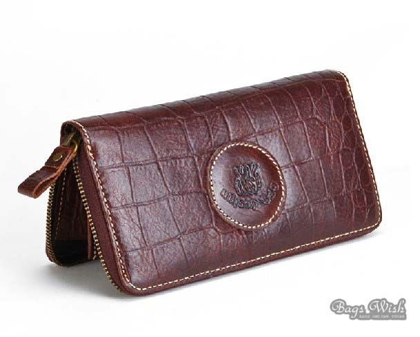 Brown leather wallet, clutch wallet - BagsWish