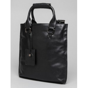 black distressed leather messenger bag