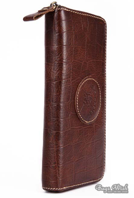 Brown leather wallet, clutch wallet - BagsWish