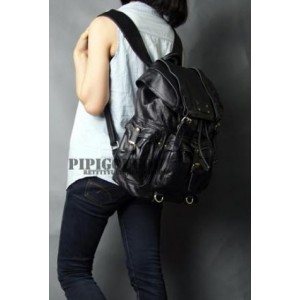 black leather travel backpack