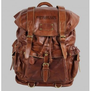 brown leather travel backpack