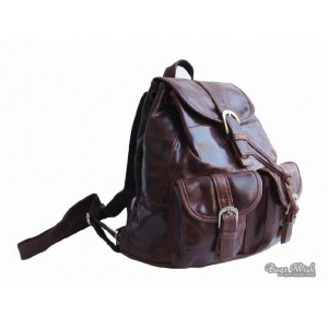 coffee old school leather backpack