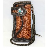 Hand carved leather wallet, hand tooled leather wallet