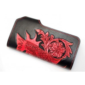 red Handcrafted leather wallet