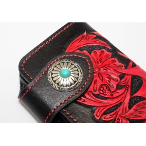 red high end leather wallet