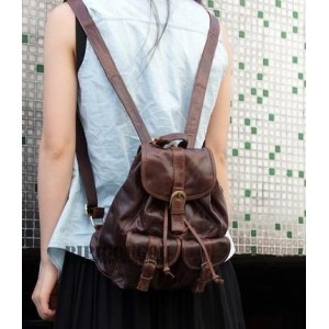 womens old school leather backpack