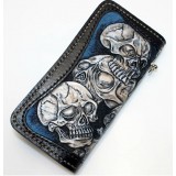 Blue leather wallet, handmade leather wallet for men