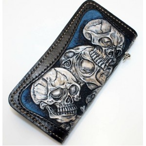 Blue leather wallet, handmade leather wallet for men