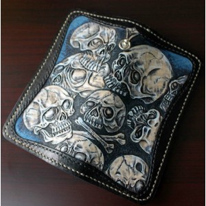 blue handmade leather wallet for men