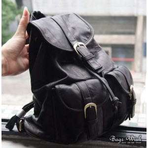 Leather satchel backpack black