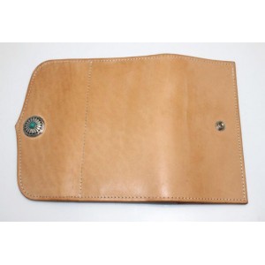 khaki leather checkbook wallet