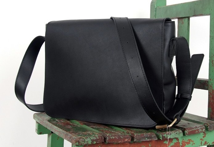 black leather messenger bag mens