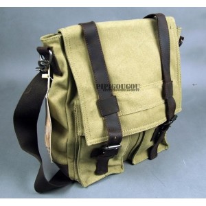 green Messenger canvas bag