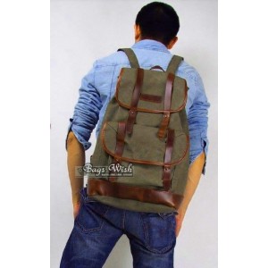 mens canvas leather backpack