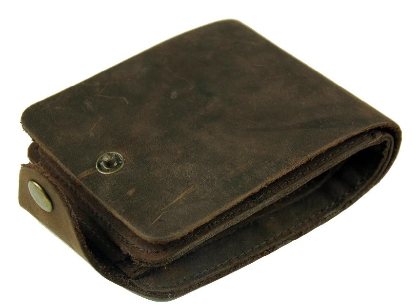 Mens leather money clip wallet, coffee mens leather billfolds - BagsWish