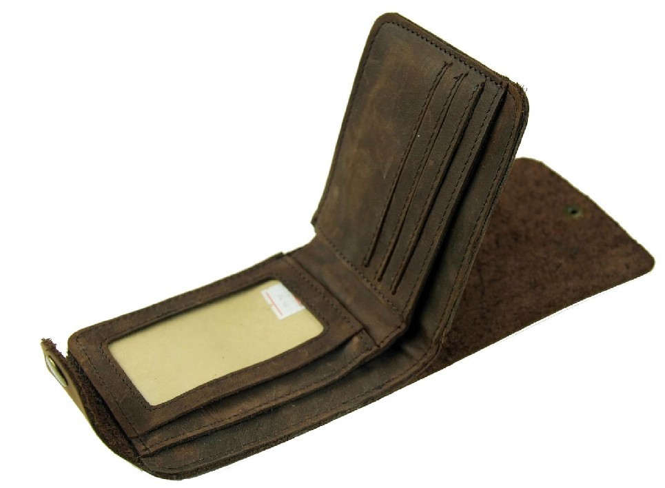 Mens leather money clip wallet, coffee mens leather billfolds - BagsWish