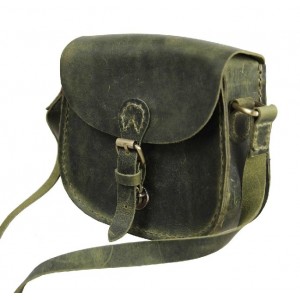 Vintage leather messenger bags for women, green leather messenger bag