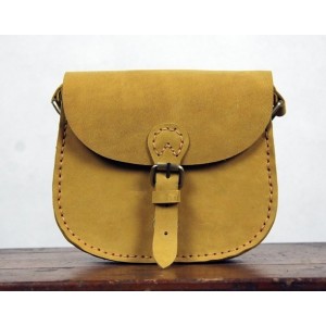 yellow Vintage leather messenger bags for women