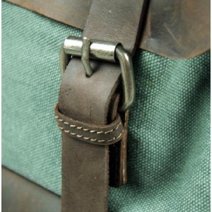 green canvas leather backpacks