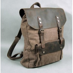 coffee canvas leather backpacks