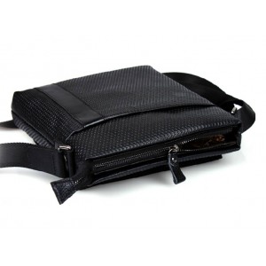 black Leather mens messenger bag
