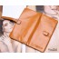 orange leather trifold wallet