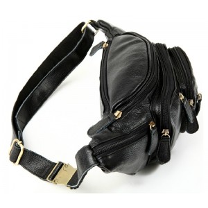 black Leather zipper pouch