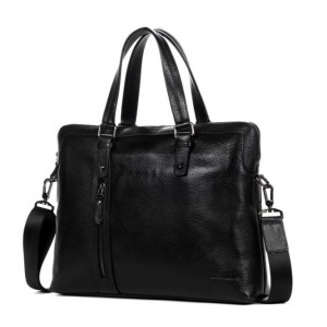 black leather laptop briefcase