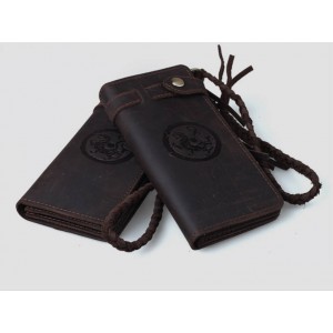 Western leather wallet, coffee vintage leather wallet