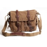 Canvas shoulder messenger bag, 14 inch laptop canvas leather satchel