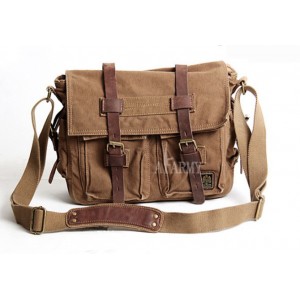 Canvas shoulder messenger bag, 14 inch laptop canvas leather satchel