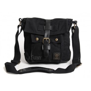 black small canvas messenger bag men