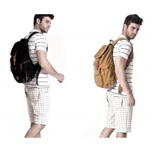 khaki college backpack