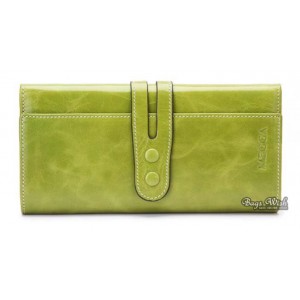 green Leather tri fold wallet