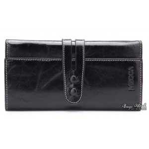 black Leather tri fold wallet