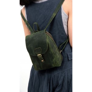 vintage brown leather backpack greem