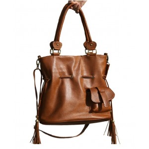 Courier shoulder bag, genuine leather purse