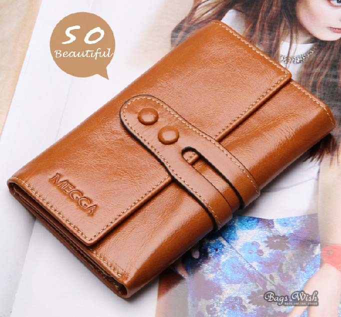 Quality leather wallet brown, black wallet for women - BagsWish