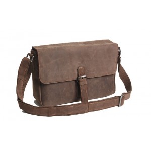 Distressed leather messenger bag