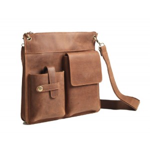 vintage brown leather messenger bag