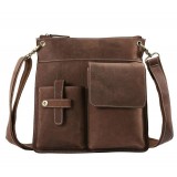 cowhide vintage brown leather messenger bag