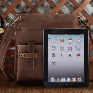 coffee leather messenger bag