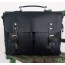 black 14" leather computer messenger bag